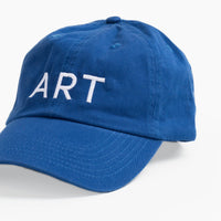 Close up frontal view of the Art Every Day Cap in Cobalt on a white background.