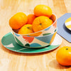 Bamboo Bowl Set in Flora with oranges in it