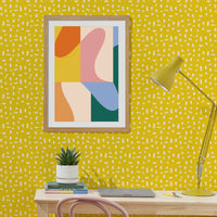 Poketo Wall Art in Waves on a Yellow printed background.