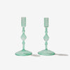 Glass Candlestick Holder - Set of 2