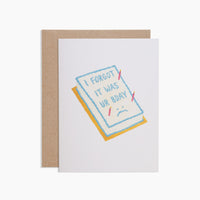 Forgot Your Birthday Card with Envelope on a grey background.