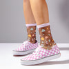 Poketo Sheer Socks in Fragments on model in shoes