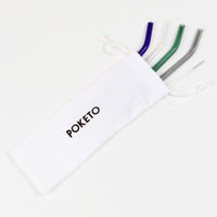 Poketo Glass Straw in Cool in its case on a white background.