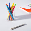 Vivid Gel Pens in Bright in a pen holder on a white background. 