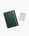 The Dark Green Project Planner and Prism Roller ball pen set on a white background. 