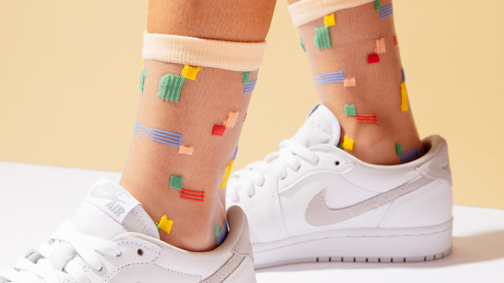 Close up of a person wearing Poketo Socks