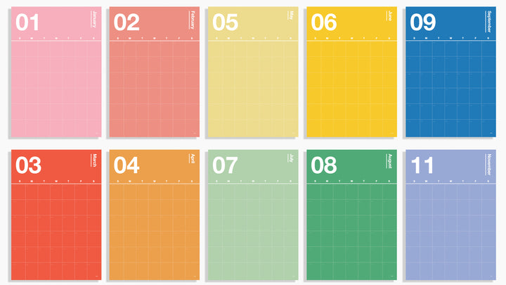 Poketo Planners lined up on a white background. 