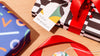 Close up of gifts wrapped with Poketo Wrapping paper. 