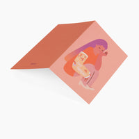 Shit Happens Card opened on a grey background. 