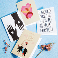 V-Day Cards on a blue background.