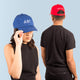 Front view of the Art Every Day Cap in Cobalt on a white background.
