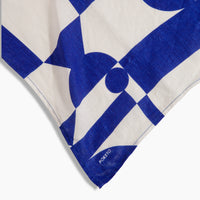 Linen Tea Towel in Blue White Shapes
