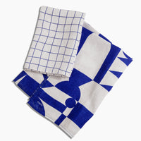 Linen Tea Towel in Blue White