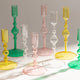 Tall Glass Candlestick Holders Pink Green Yellow Clear