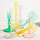 Tall Glass Candlestick Holders Pink Green Yellow Clear