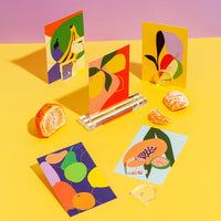 Tutti Frutti Postcards with magnet acrylic stands