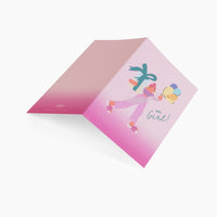 HBD Girl Card Balloons Presents Pink