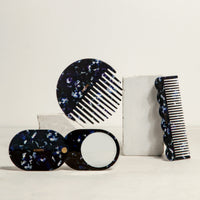Circle Comb in Midnight with wave comb and pocket mirror