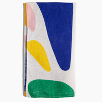 Linen Tea Towel in Multi Color Abstract Shapes