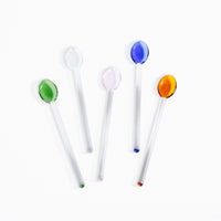 Poketo-Glass-Straw Set in Green, Clear, Pink, Blue, and Amber