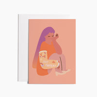 Shit Happens Card with Envelope on a grey background.