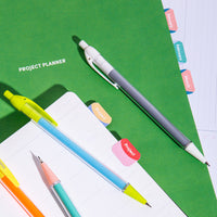 Vibrant Sticky Tabs v2 with Project Planner and Colorblock Mechanical Pencils 